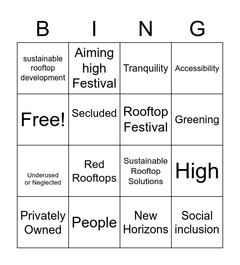 Rooftop Bingo Card