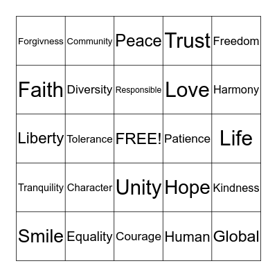 Peace-ingo! Bingo Card