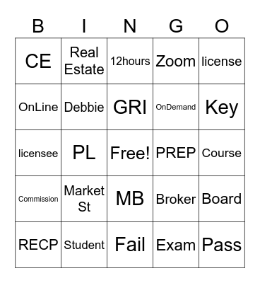 RECP Bingo Card