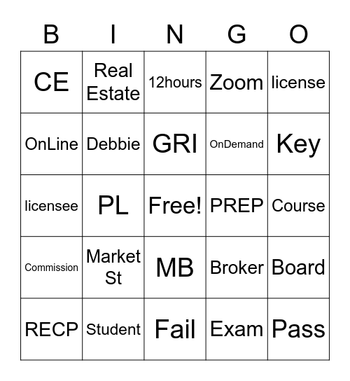 RECP Bingo Card