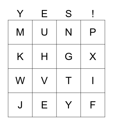 Alphabet Bingo! Bingo Card