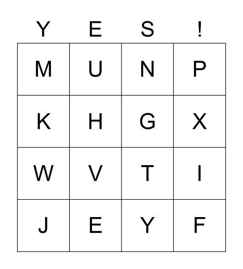 Alphabet Bingo! Bingo Card