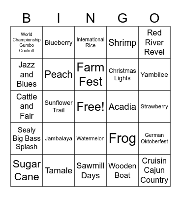 Louisiana Festivals! Bingo Card