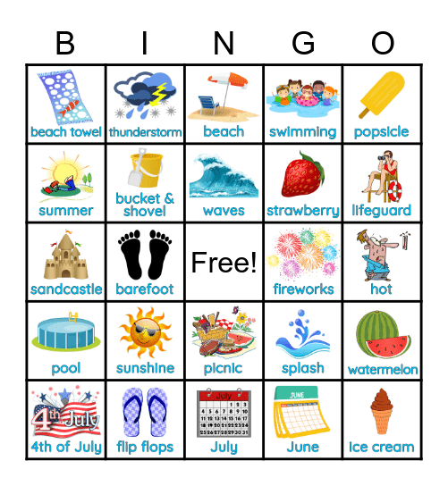 Summer Fun Bingo Card