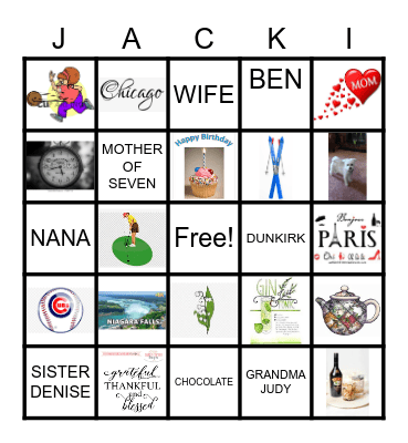 JACKI 90TH BIRTHDAY Bingo Card