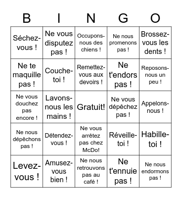 Fr2_Pronominal Verbs Bingo Card