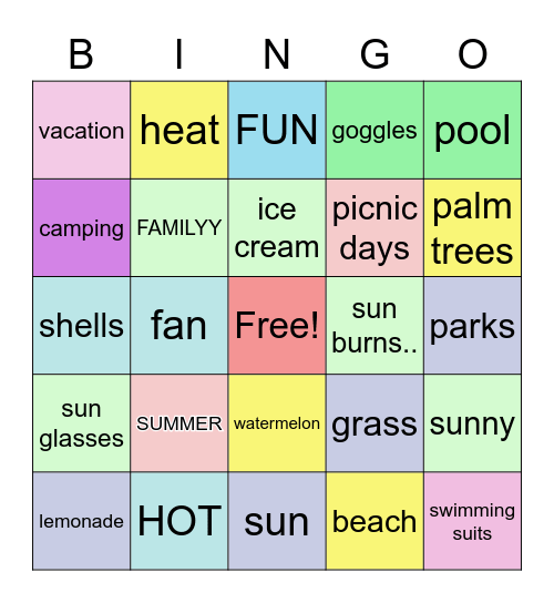 summer:) Bingo Card