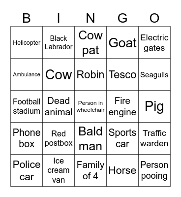 London 2 Brighton Bingo Card
