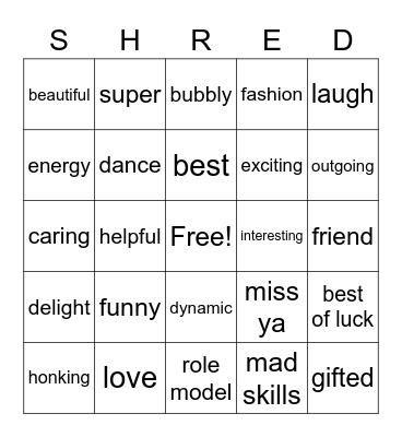 RETTER Bingo Card