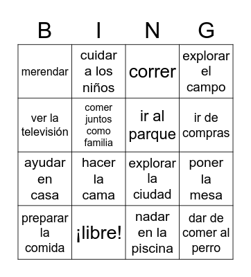 ¿Qué te gustaría hacer? Bingo Card