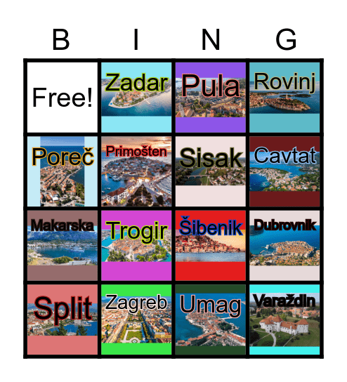 Towns in Croatia Bingo Card