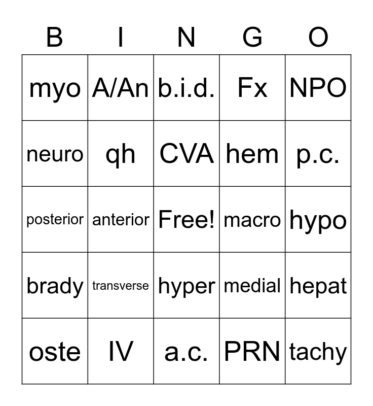 med-term-bingo-card