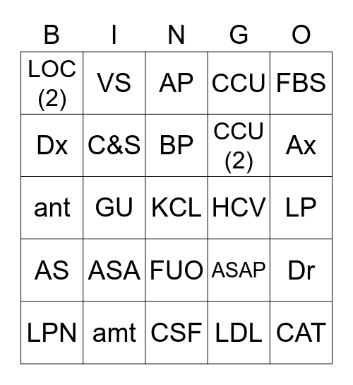 MA Review B Bingo Card