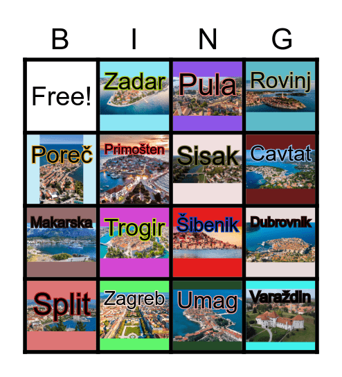 Towns in Croatia Bingo Card