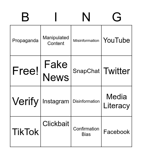 Digital Literacy Bingo Card