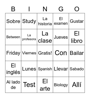 Leccion 2 Vocabulario Bingo Card