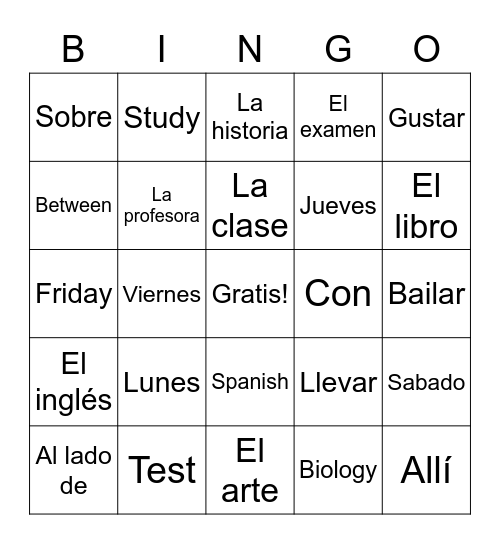 Leccion 2 Vocabulario Bingo Card