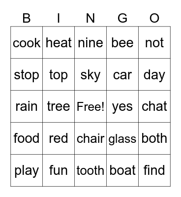 Grade 1 sight word bingo -2 Bingo Card