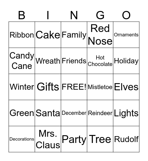 Christmas Bingo Card