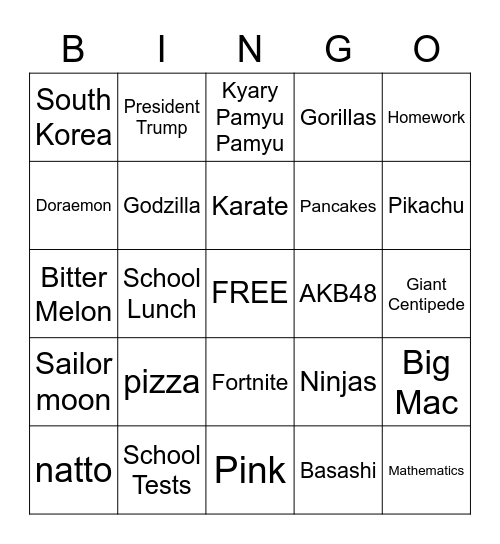 Likes Dislikes Bingo Card
