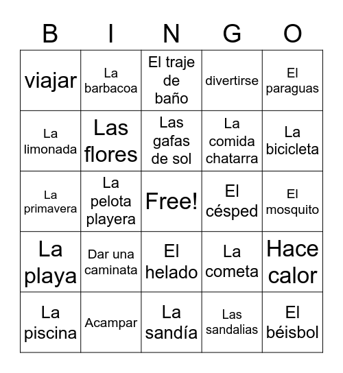 Club de Español Bingo Card