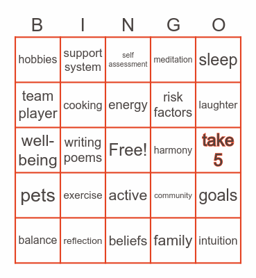 Mental Health Awareness Bingo Card