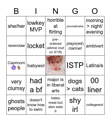 chris Bingo Card
