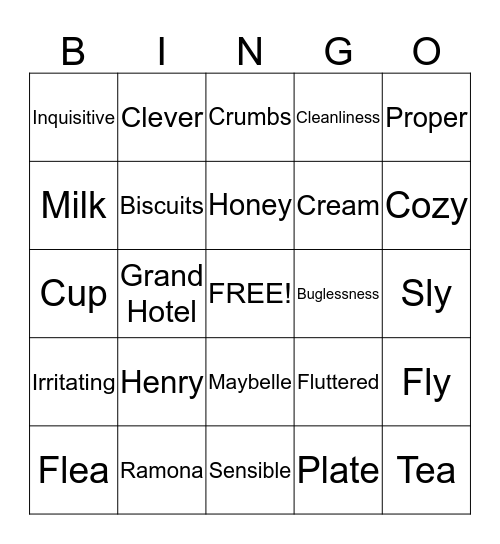 Maybelle's Tea-Time Bingo Card