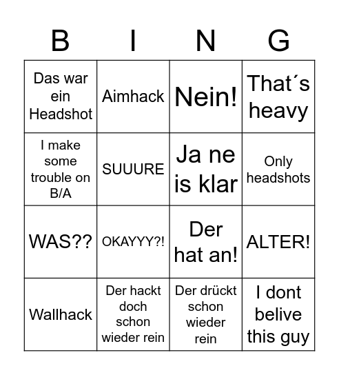 Olias Bingo Card