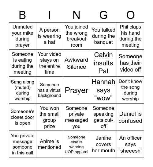 GMMA Banquet Bingo Card