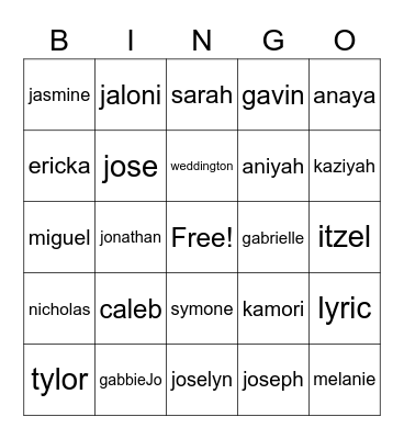 period 6 Bingo Card