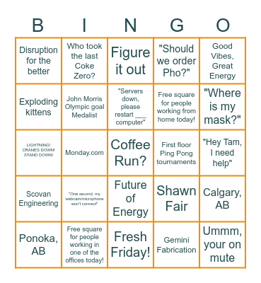 Scovan & Gemini Fresh Friday Bingo Board Bingo Card