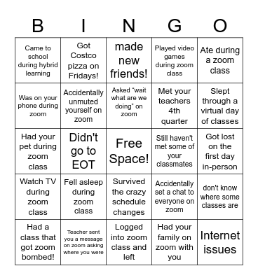 2020-2021 Bingo Card