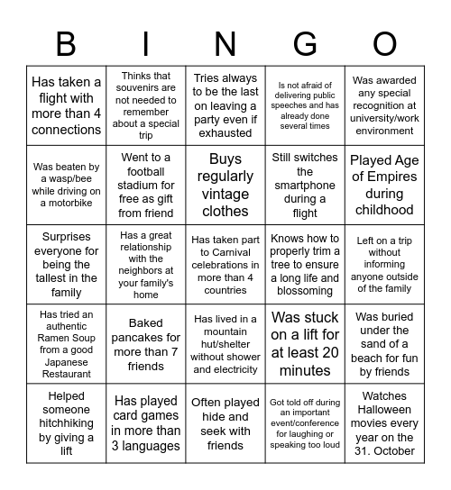 Life is short to have regrets Bingo Card