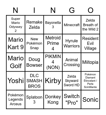 E3 Nintendo predictions Bingo Card