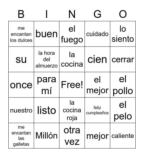 FL4 Kids - Nivel 4 Bingo Card