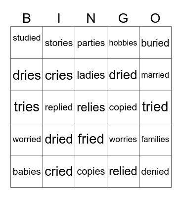 Drop the y and add.... Bingo Card