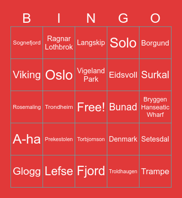 Trip to Norway! Bingo Card