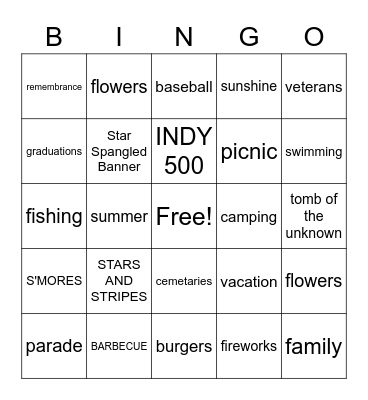 MEMORIAL DAY BINGO Card