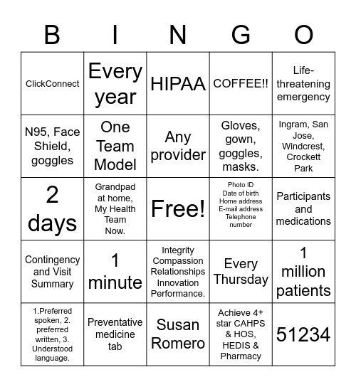 Wellmed Bingo Card