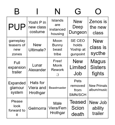 Fanfest Bingo Card
