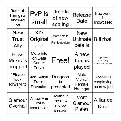 Day 1 Main Event Bingo Card