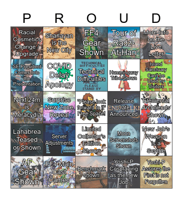 Prideful Roar Fanfest Keynote Bingo Card