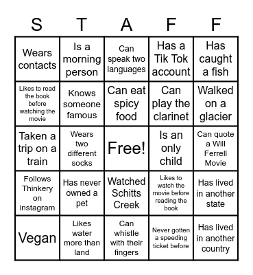 Get To Know You BINGO! Bingo Card