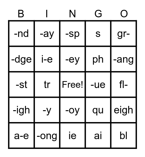 OG Sounds Bingo Card