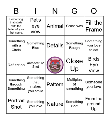 Digital Photo Badge BINGO Card