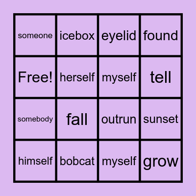 Compound words and sight words Bingo Card