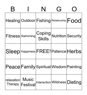 Health and Wellness Bingo Card