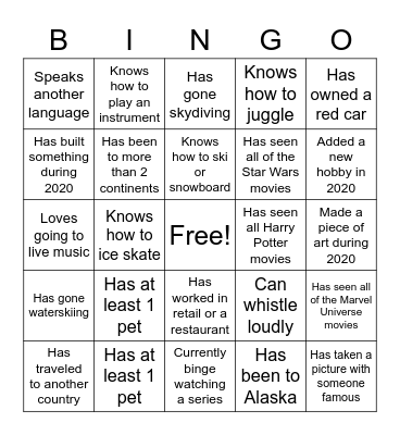 Team Building May 2021 Bingo Card