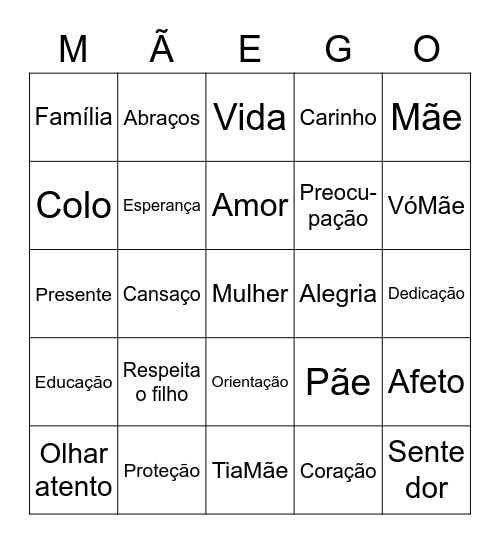 Dia das Mães - TSI Bingo Card